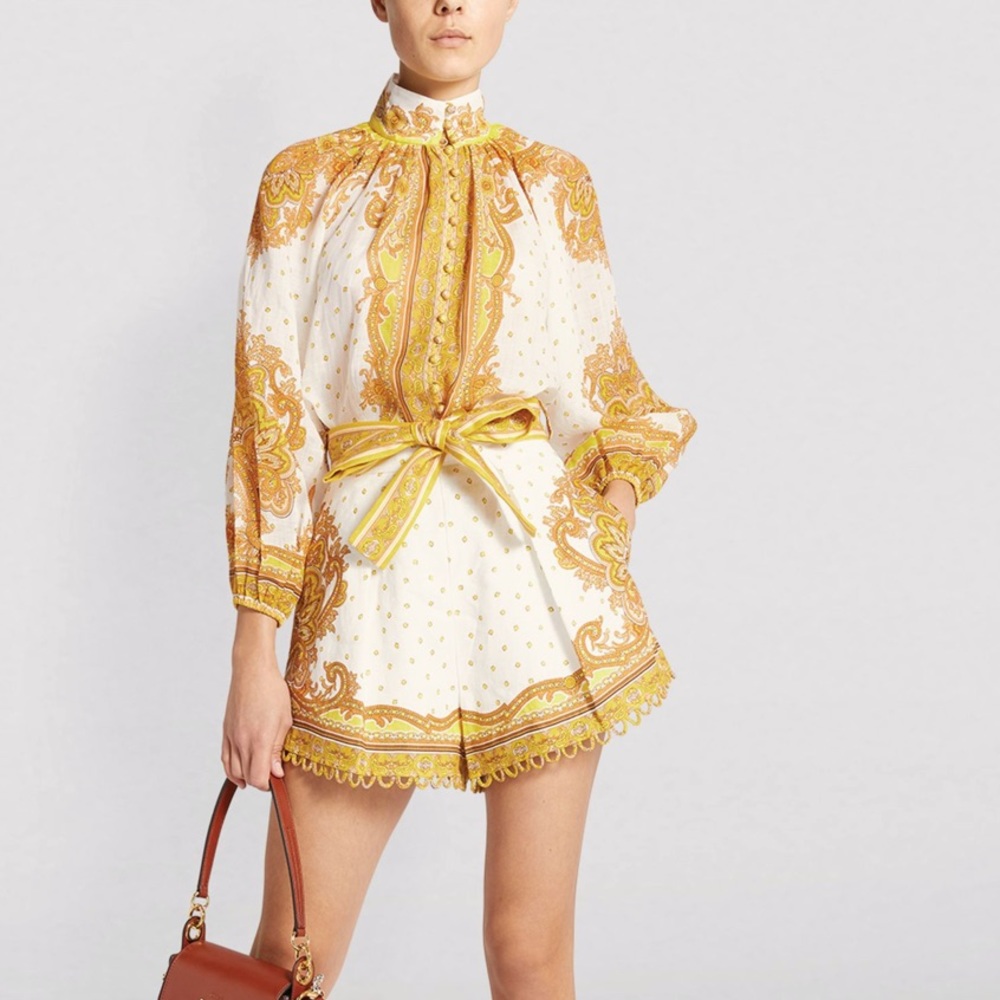 Zimmermann Paisley blouse 0p and shorts 0p  Set